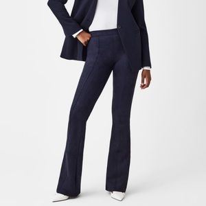 Spanx Petite Classic Navy Suede Flare Pants Size S